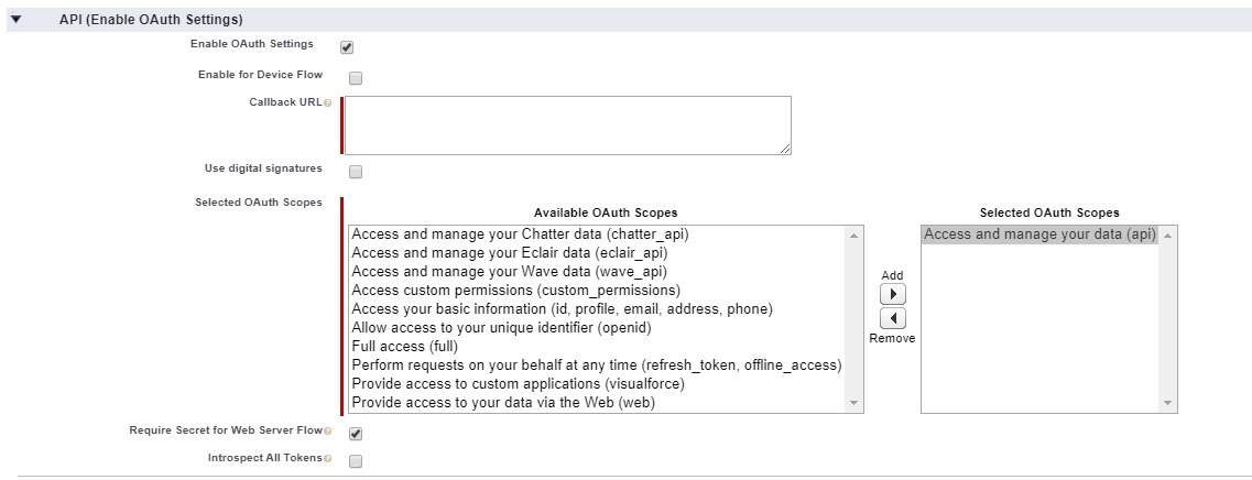 Connected app oauth